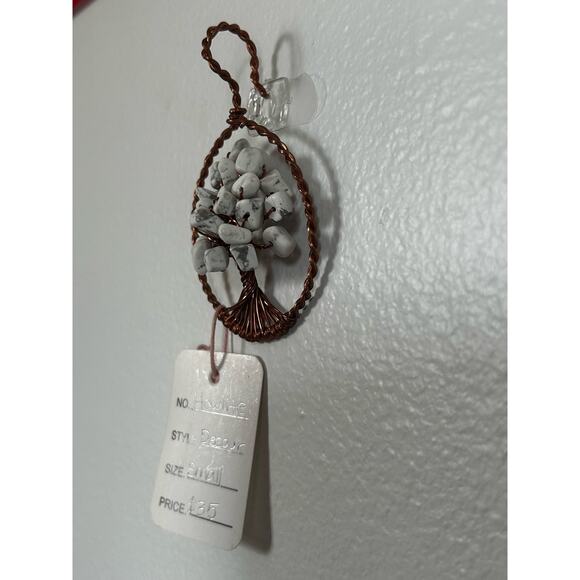 Handmade Wirewrapped Copper and Howlite Crystal Tree of Life,2-3inch Wall Decor - Picture 3 of 5